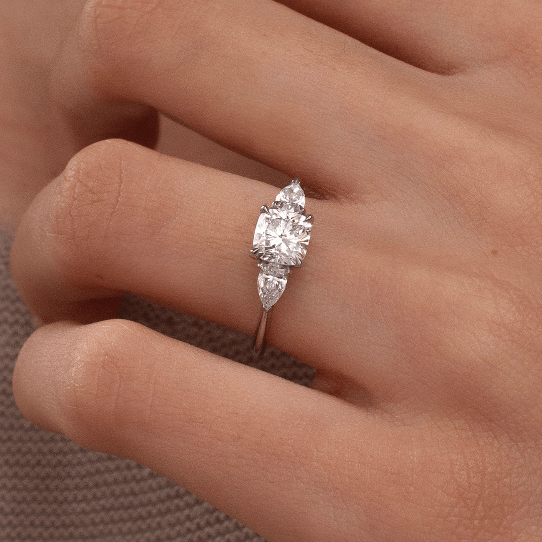 Carat Cushion Diamond Trilogy Engagement Ring In Platinum Vivian