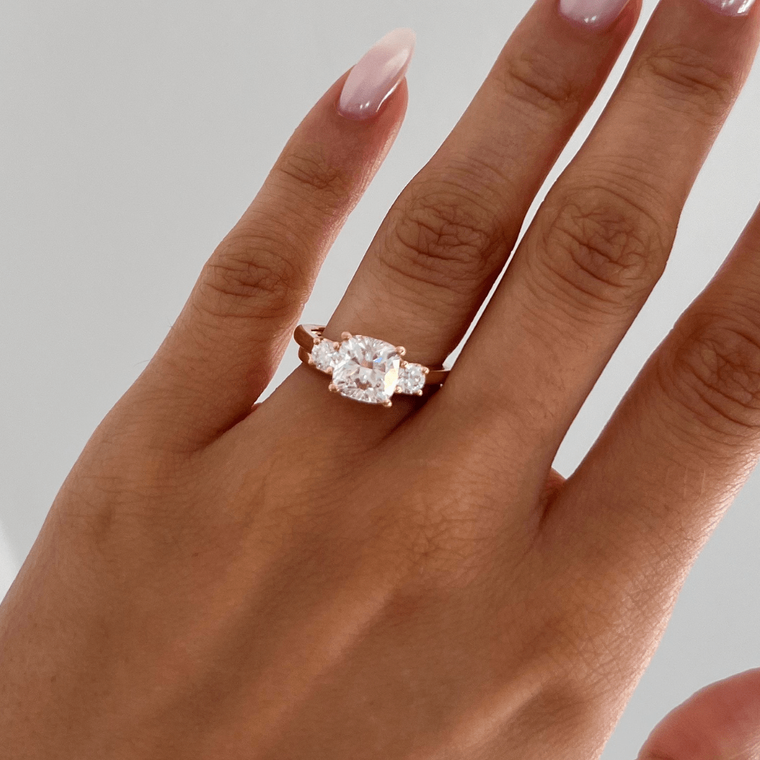 Carat Cushion Diamond Floral Trilogy Engagement Ring In 18K