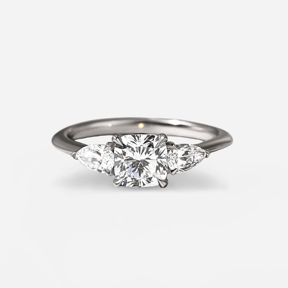 Carat Cushion Diamond Trilogy Engagement Ring In Platinum Vivian