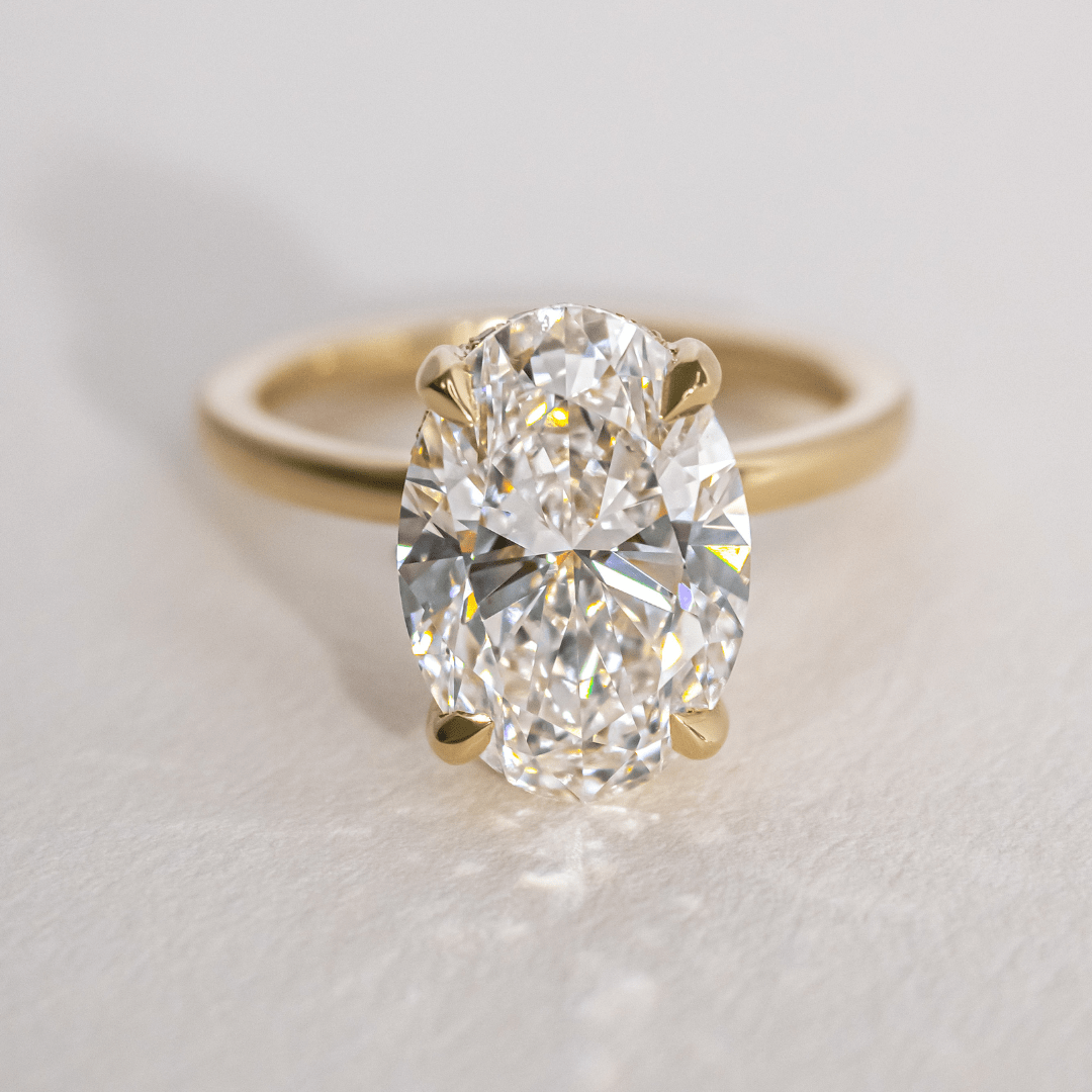 Carat Oval Diamond Hidden Halo Engagement Ring In 18K Yellow