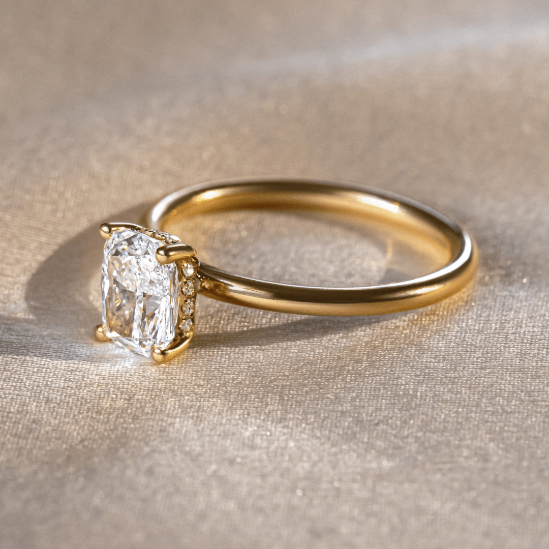 Carat Cushion Diamond Hidden Halo Engagement Ring In 18K
