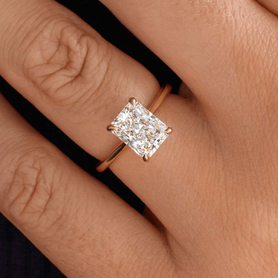 Carat Radiant Diamond Hidden Halo Engagement Ring In 18K Yellow