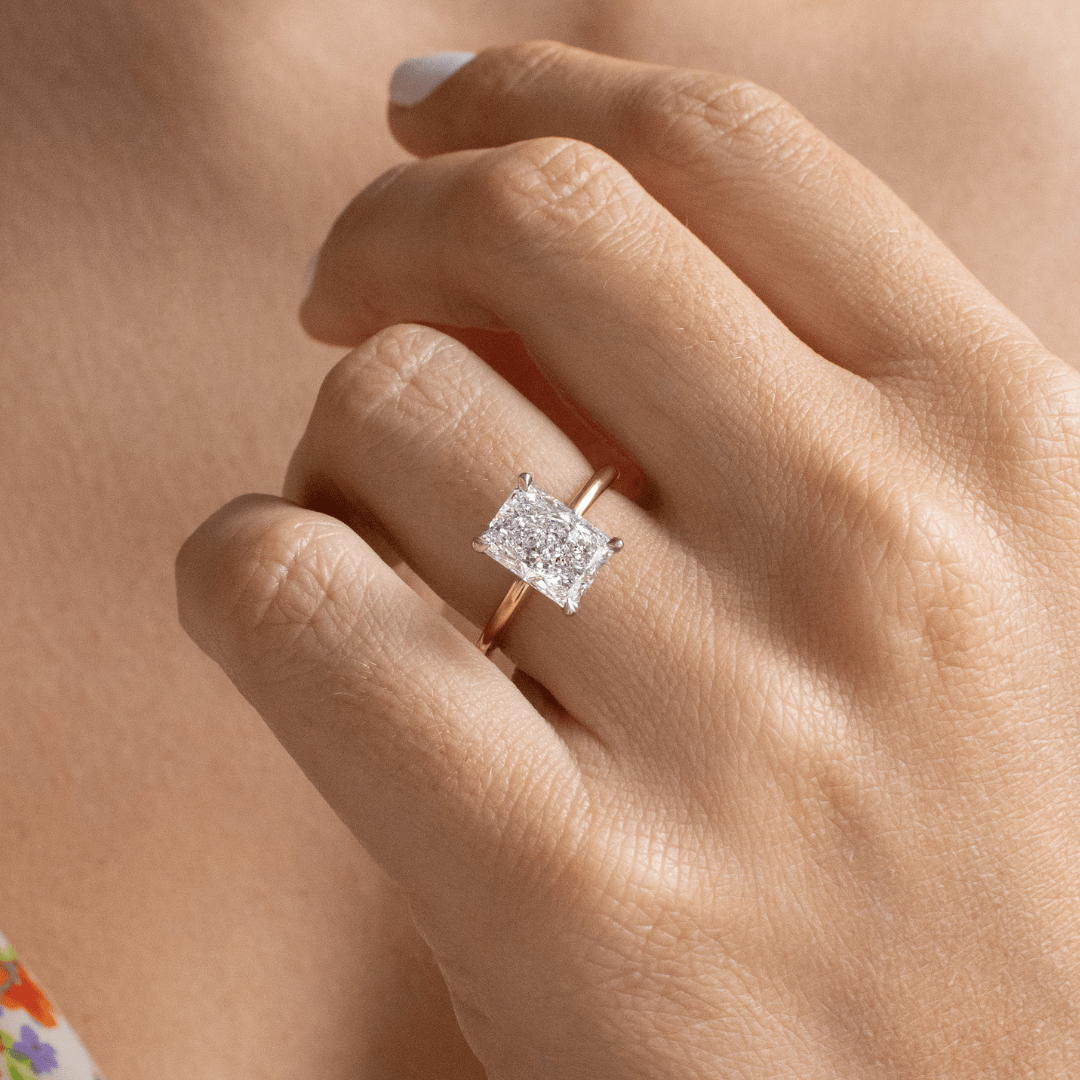 Carat Radiant Diamond Solitaire Engagement Ring In Two Tone