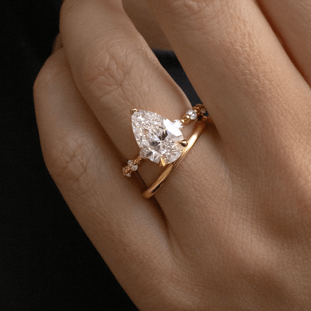 Carat Pear Diamond Shared Prong Engagement Ring In 18K Yellow