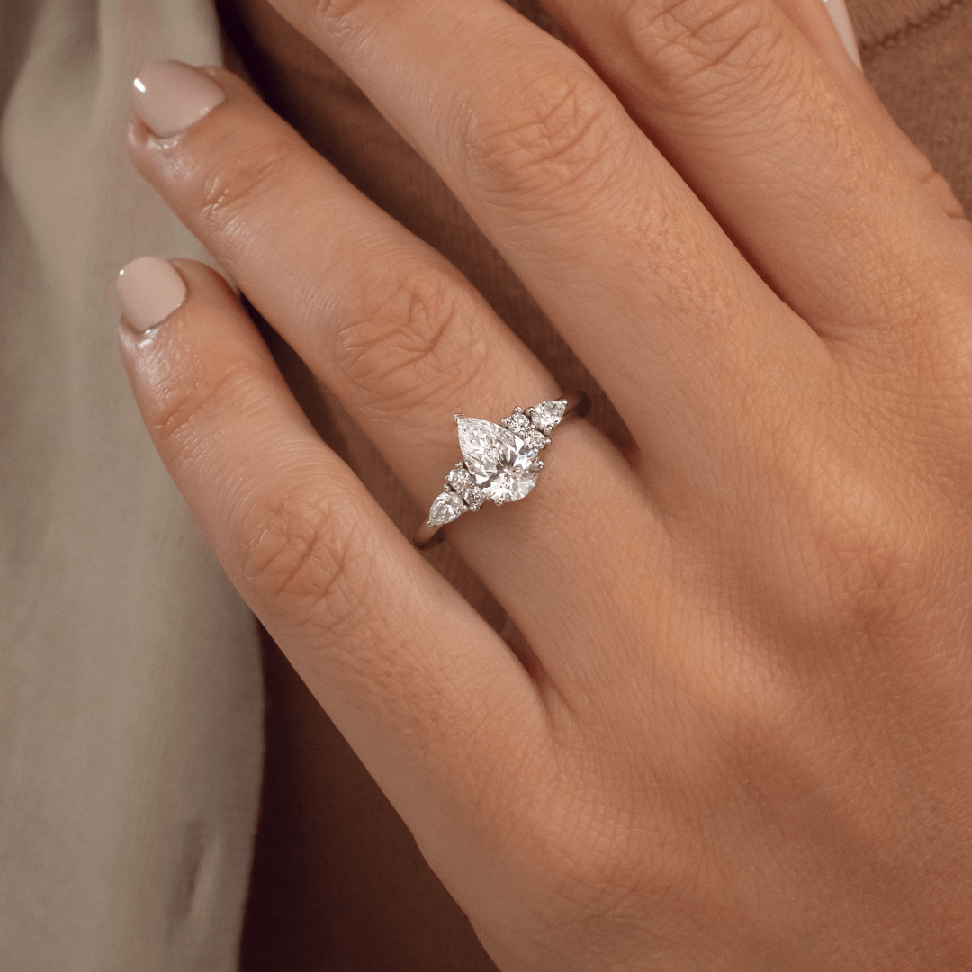 Carat Pear Diamond Cluster Engagement Ring In Platinum Nanami