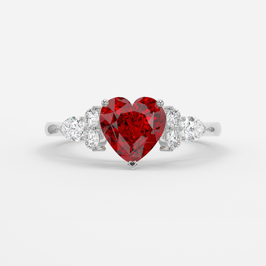 Eragem Ruby Diamond Heart Pendant Heart Pendant Gold Necklace With