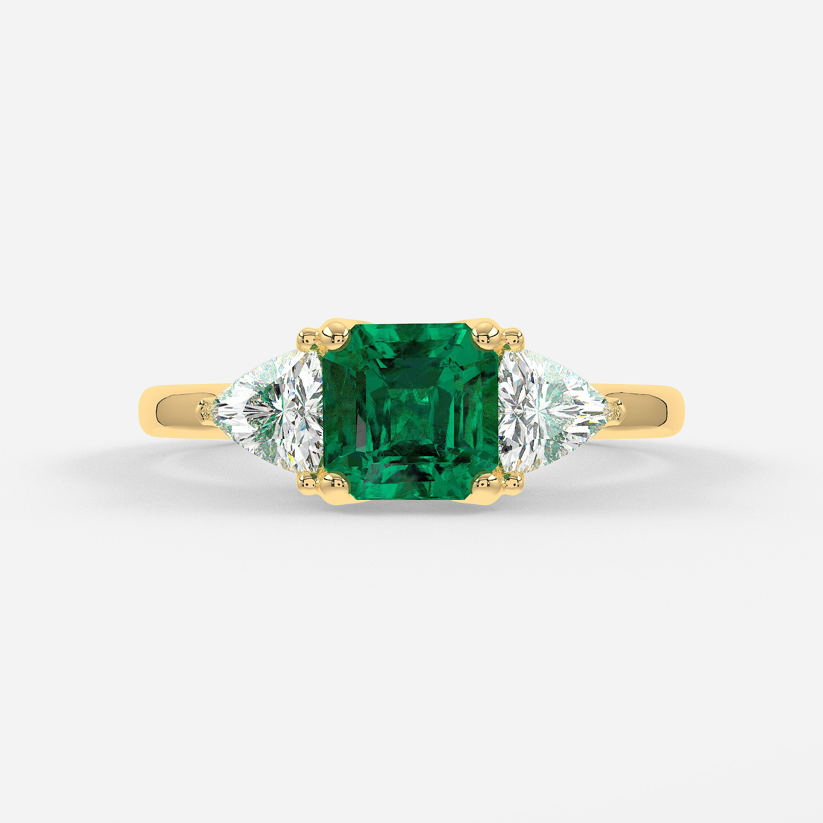 Carat Lab Grown Asscher Emerald Trilogy Engagement Ring In