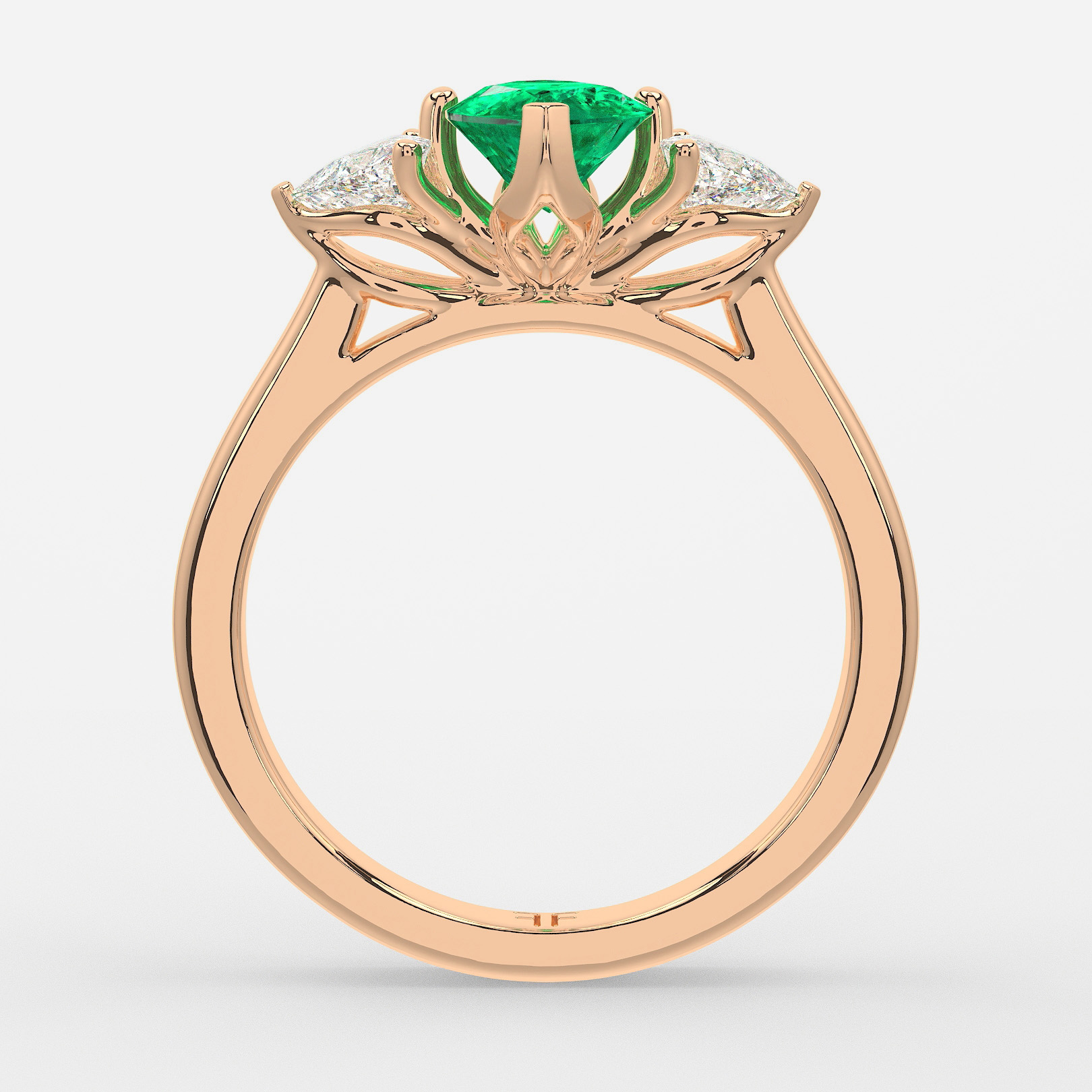 Carat Lab Grown Marquise Emerald Trilogy Engagement Ring In Rose