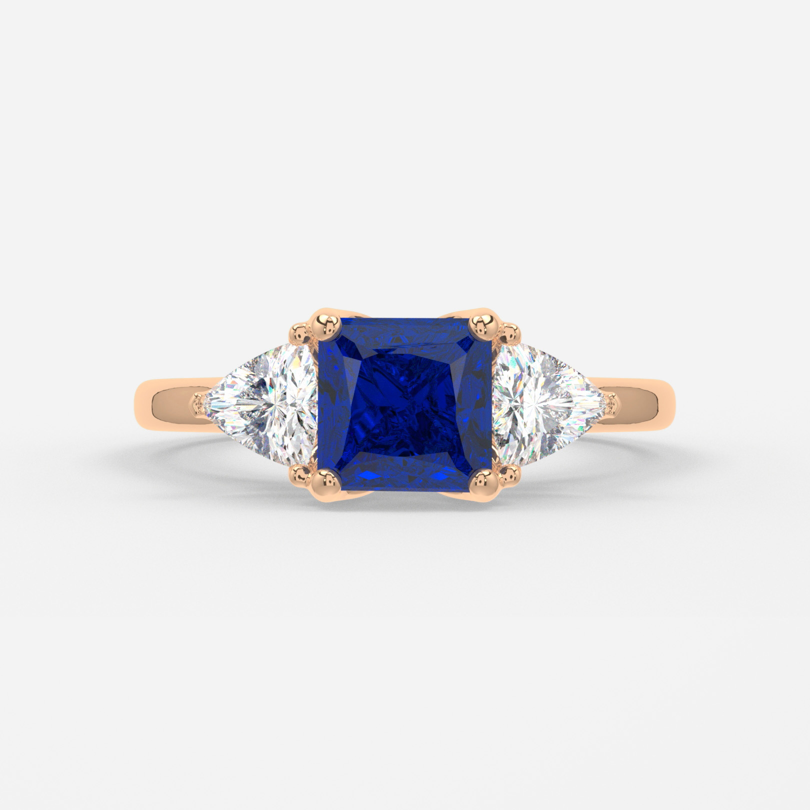 Carat Lab Grown Princess Sapphire Trilogy Engagement Ring In