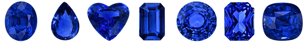 blue sapphires of different shapes and sizes