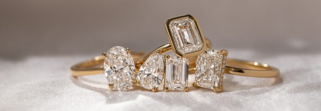 diamond engagement rings in multiple styles and metals