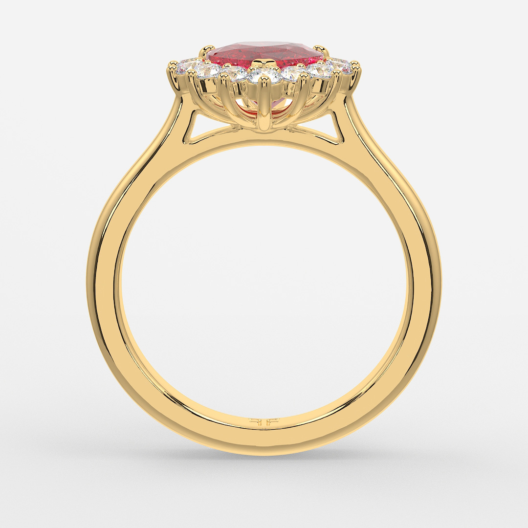 Carat Lab Grown Heart Ruby Cluster Engagement Ring In Yellow