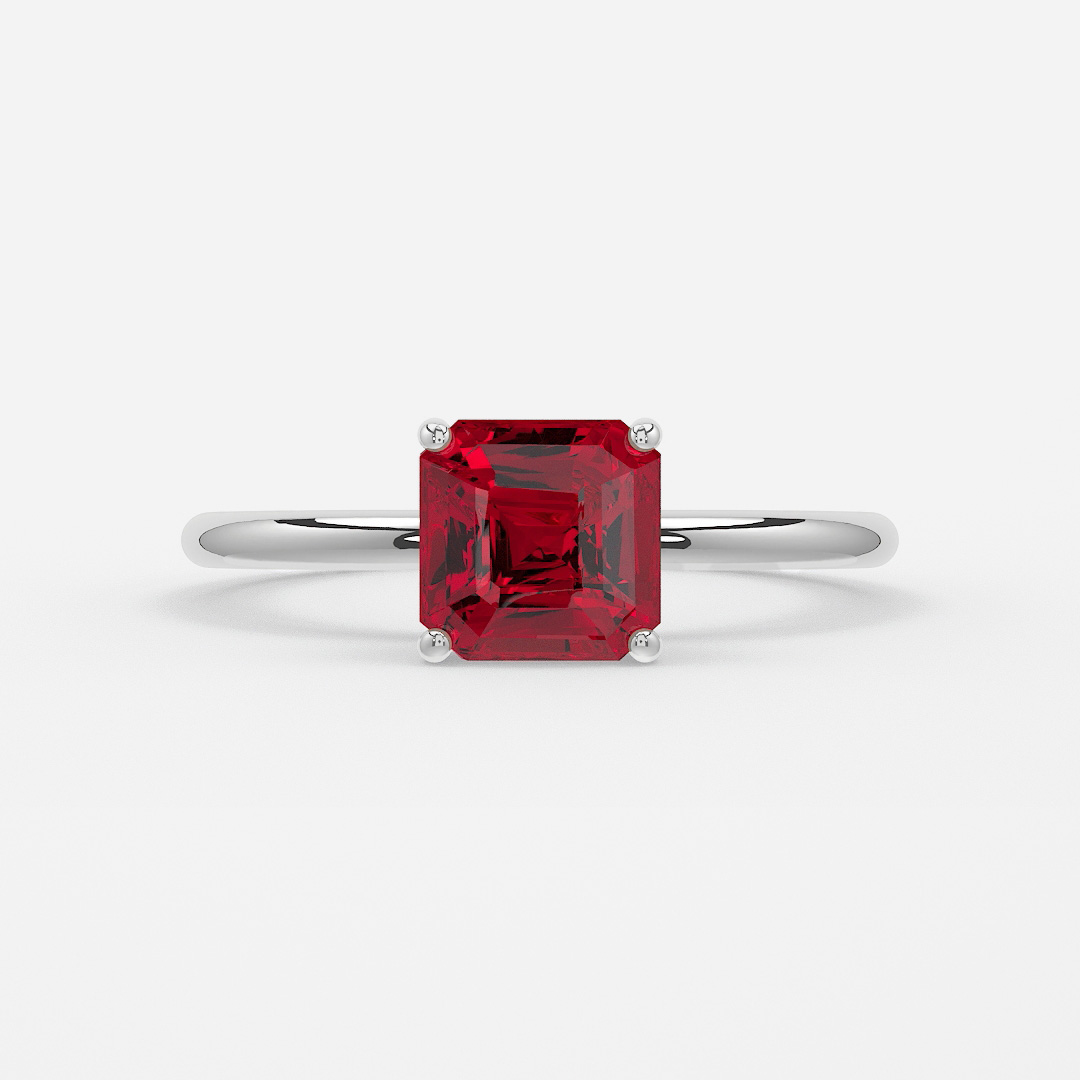 1 Carat Lab Grown Asscher Ruby Engagement Ring In Platinum – Chelsea