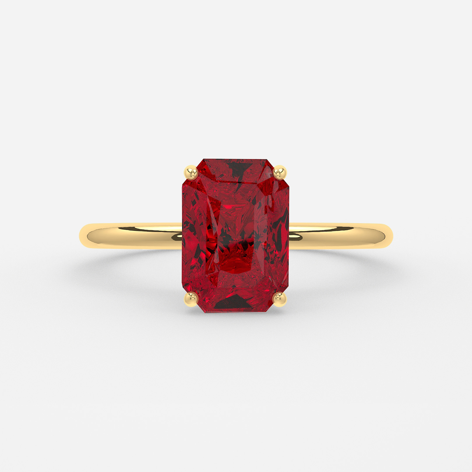 1 Carat Lab Grown Radiant Ruby Engagement Ring In Yellow Gold – Chelsea