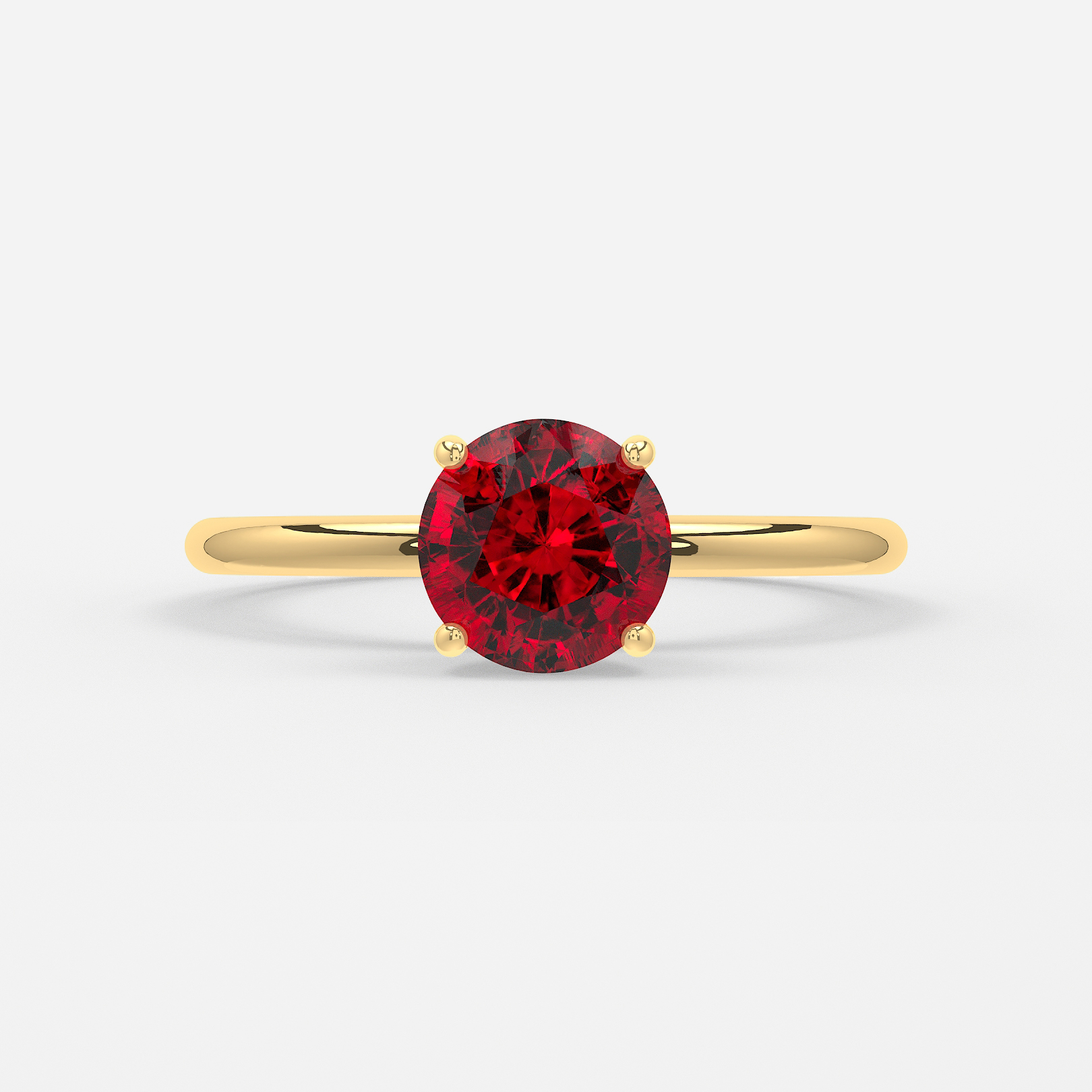 1 Carat Lab Grown Round Ruby Engagement Ring In Yellow Gold – Chelsea
