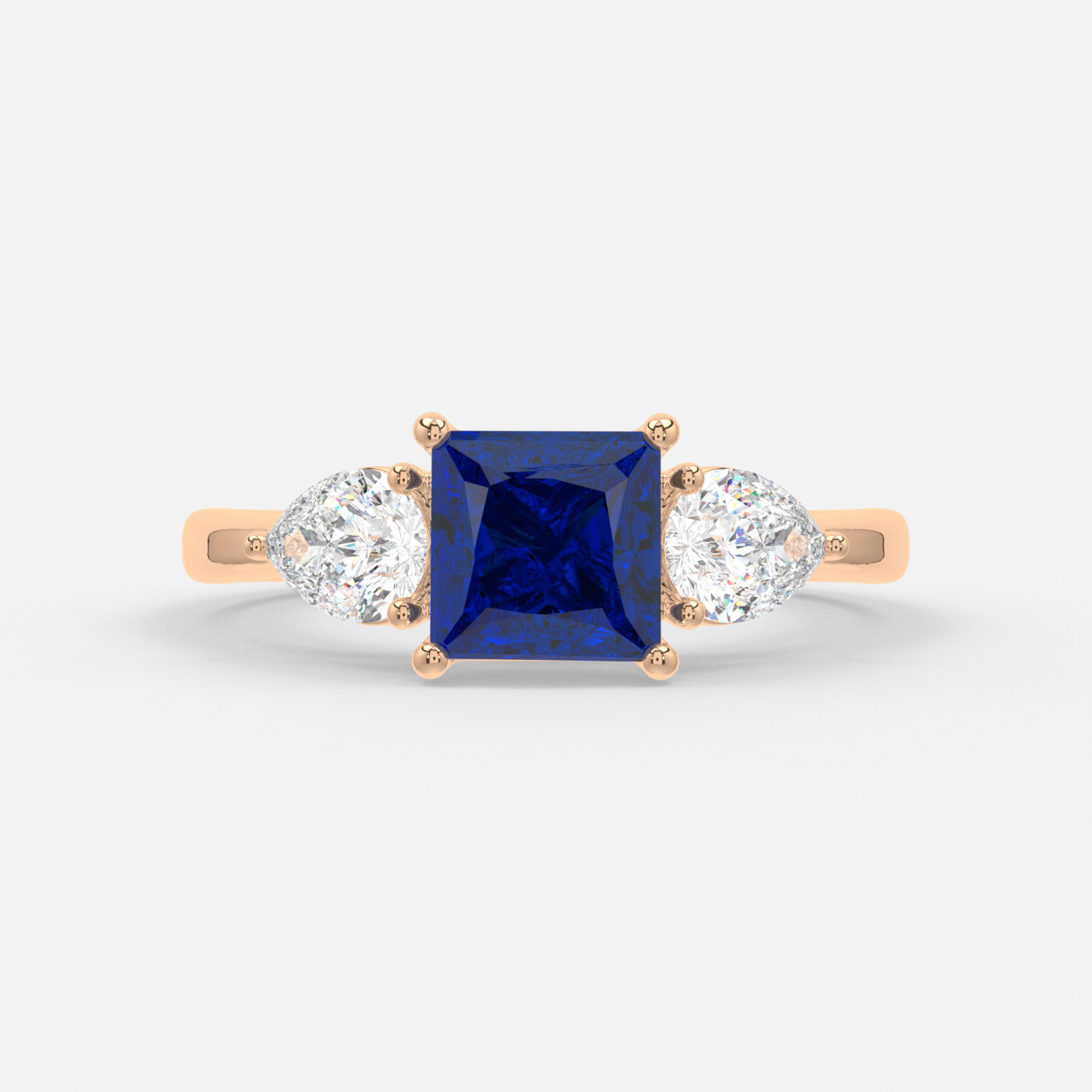 Carat Lab Grown Princess Sapphire Ring In Rose Gold Vivian