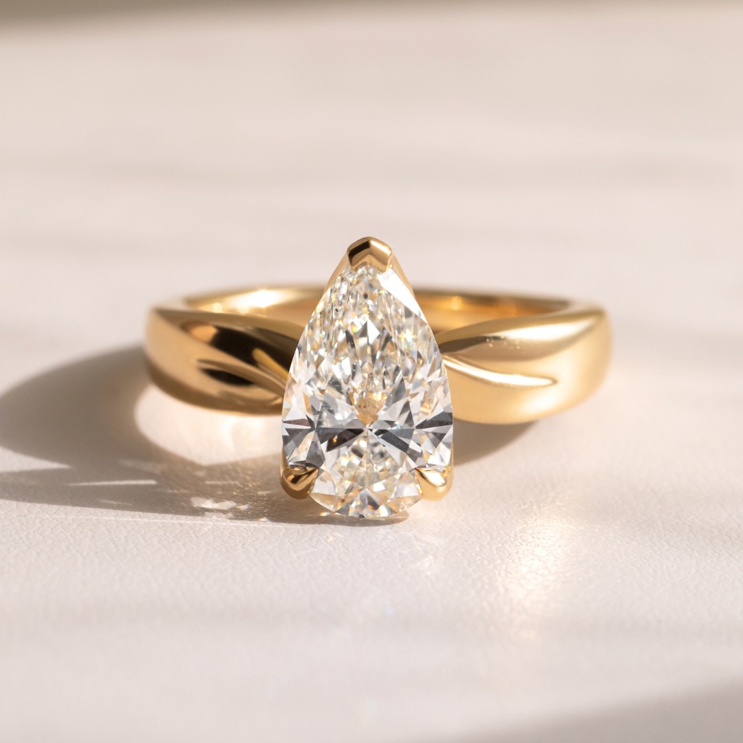 Carat Pear Solitaire Engagement Ring In Yellow Gold Vri