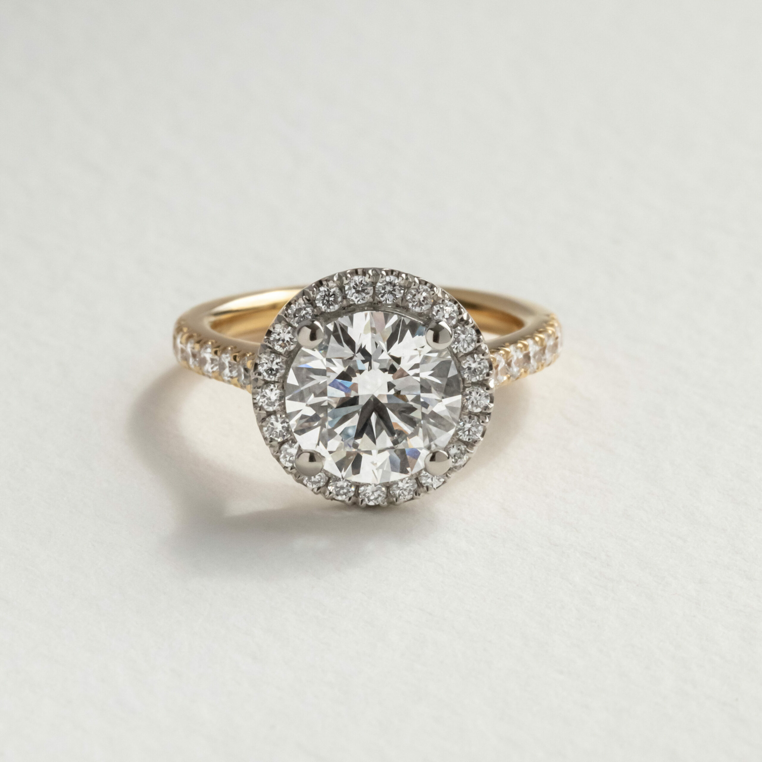 Carat Round Halo Ring In Two Tone Maya Flawless Fine Jewellery