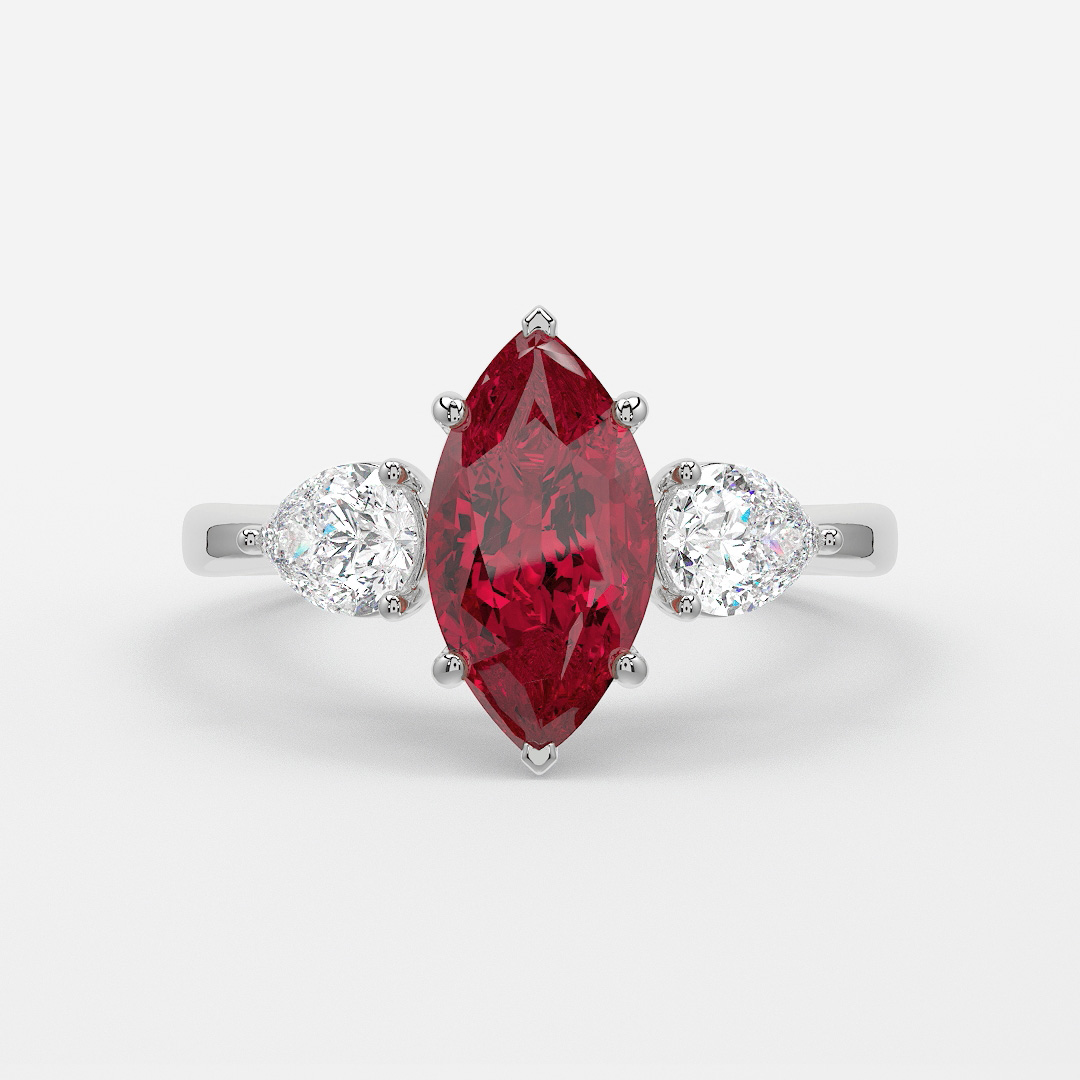 Carat Lab Grown Marquise Ruby Ring In White Gold Vivian