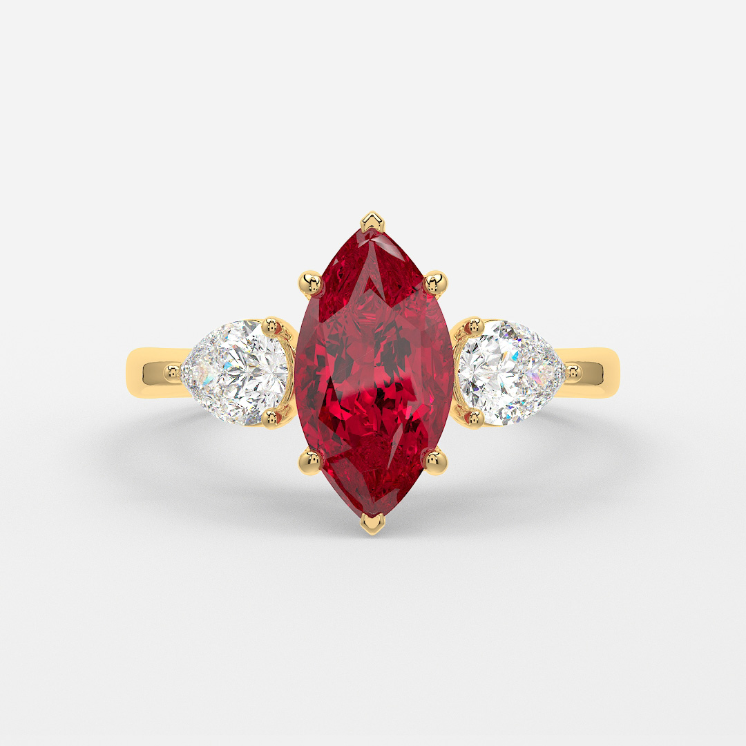 Carat Lab Grown Marquise Ruby Ring In Yellow Gold Vivian