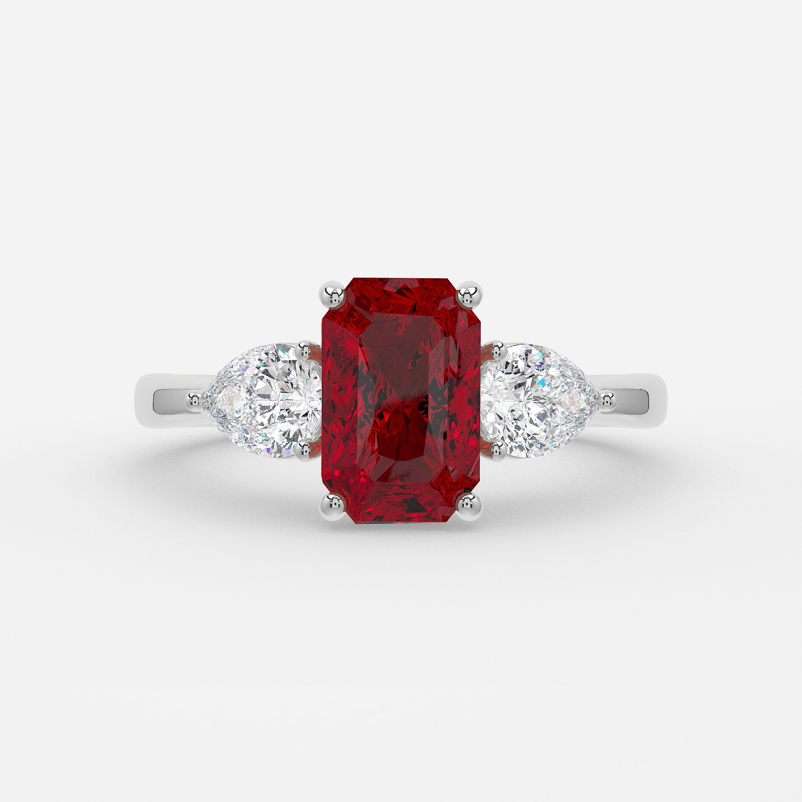 Carat Lab Grown Radiant Ruby Ring In White Gold Vivian