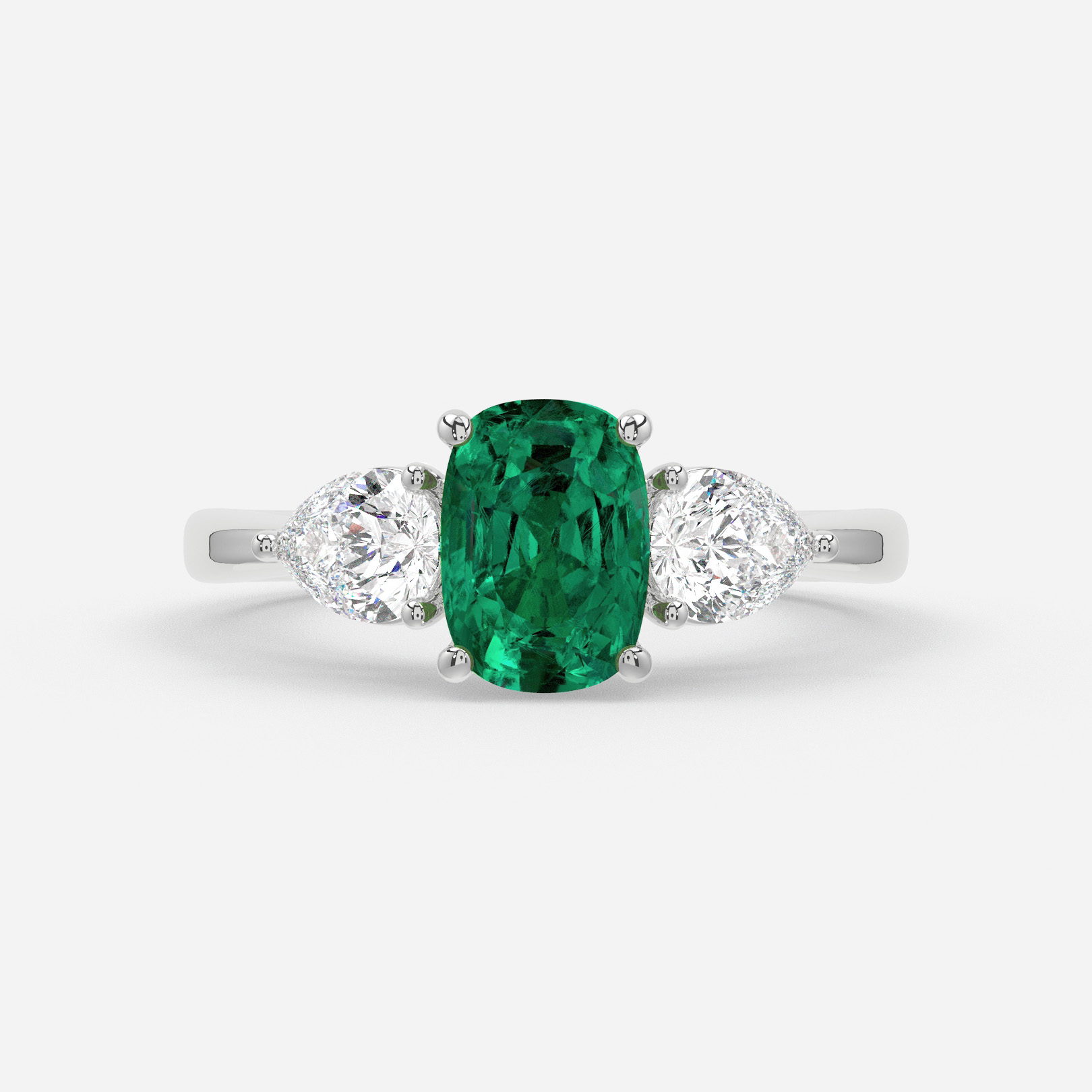 Carat Lab Grown Elongated Cushion Emerald Ring In White Gold
