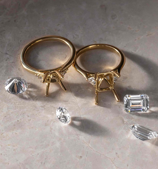Man made diamonds available in multiple cuts and shapes for custom fine jewelry designs
