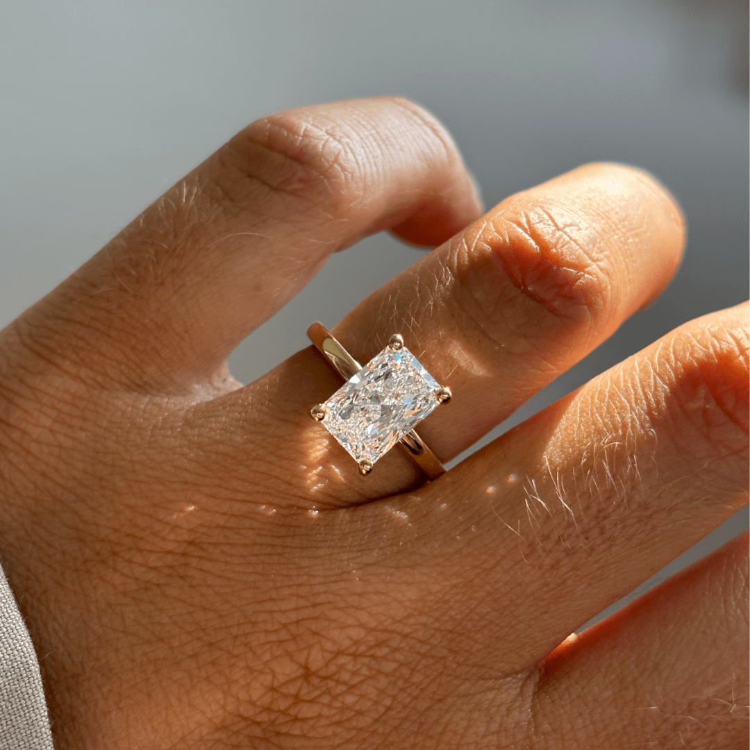 Carat Lab Grown Radiant Hidden Halo Ring In Yellow Gold Kate