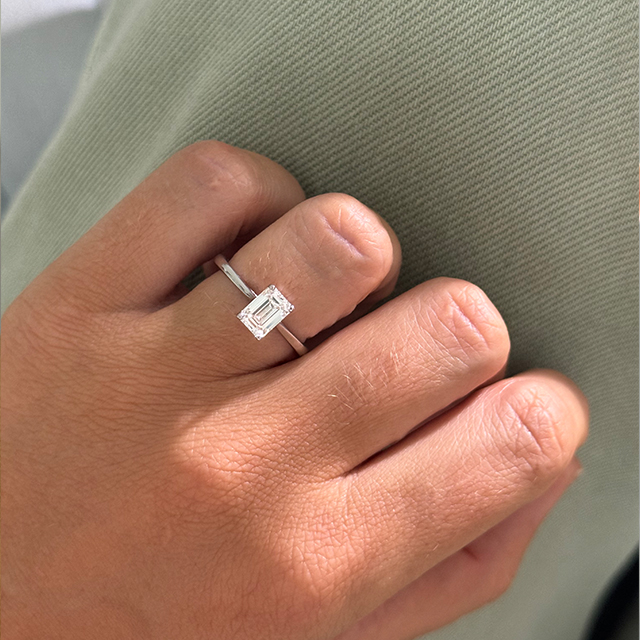 Carat Emerald Cut Diamond Solitaire Engagement Ring Tulip