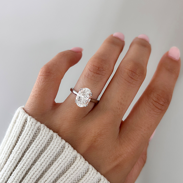 Carat Oval Diamond Solitaire White Gold Engagement Ring Fiara