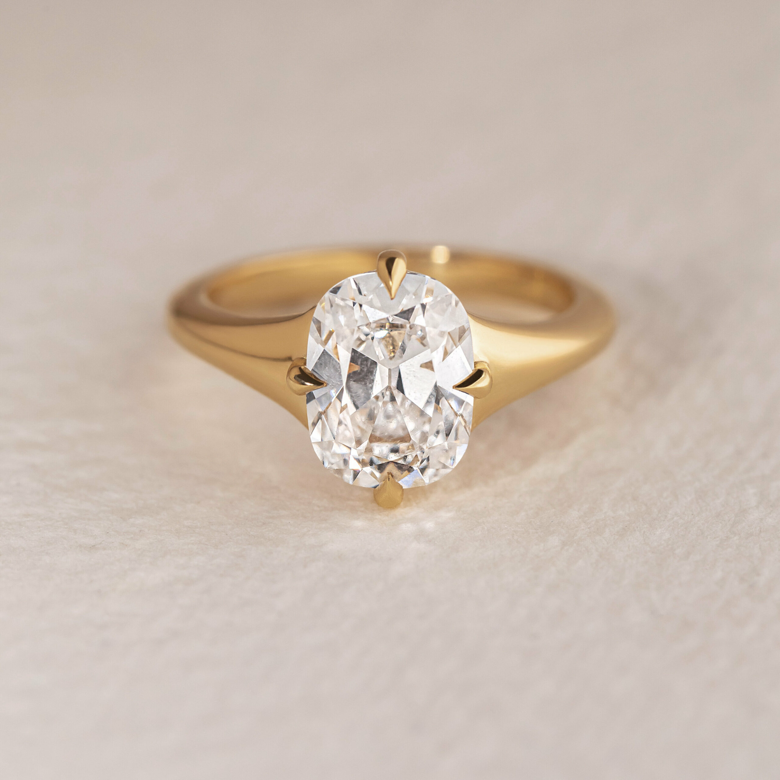 Carat Lab Grown Old Mine Cut Diamond Solitaire Ring In Yellow