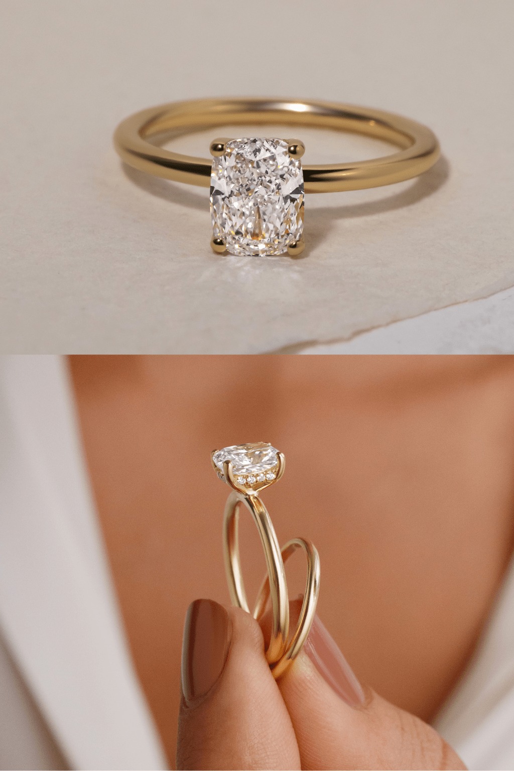 Cushion cut diamond ring