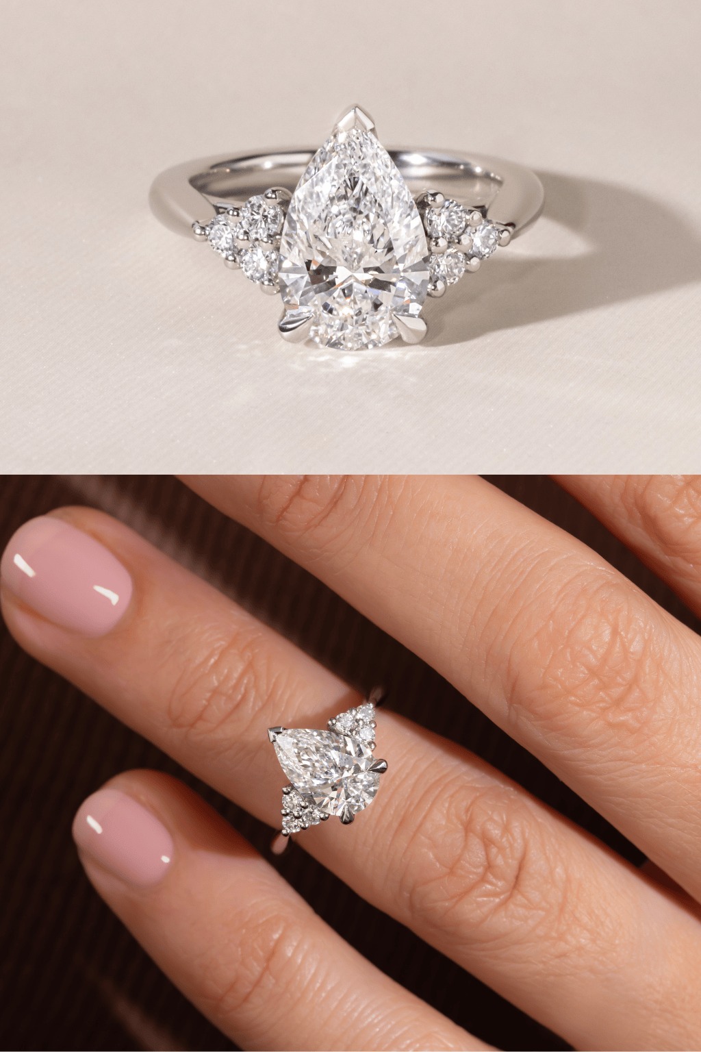 Pear cut diamond ring