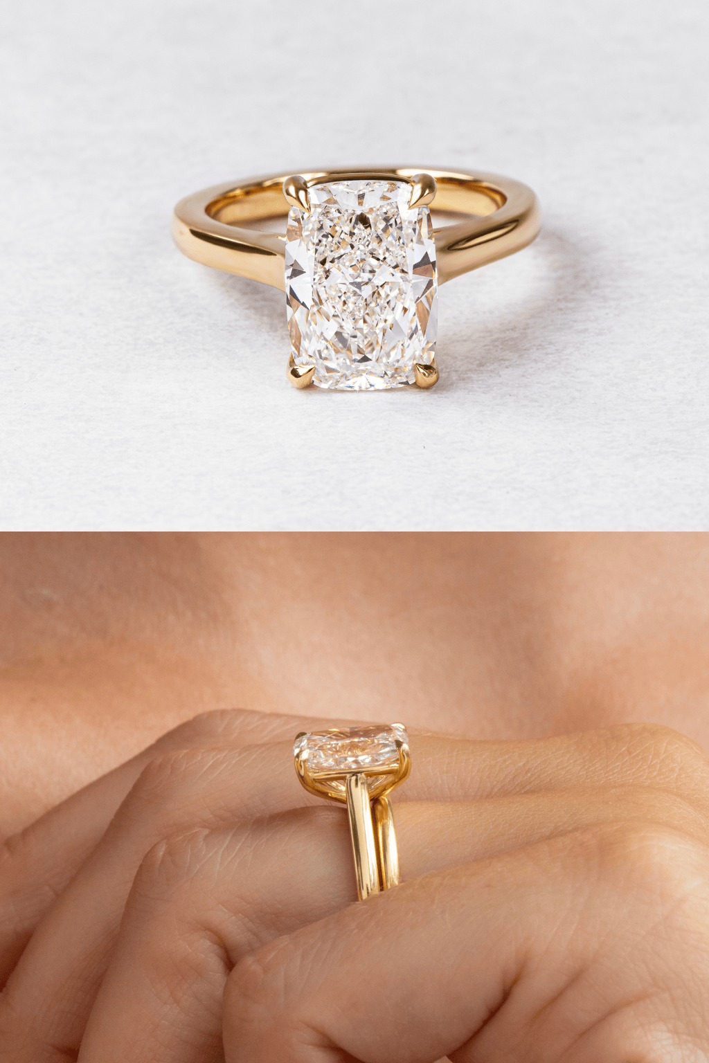 Elongated-Cushion diamond ring