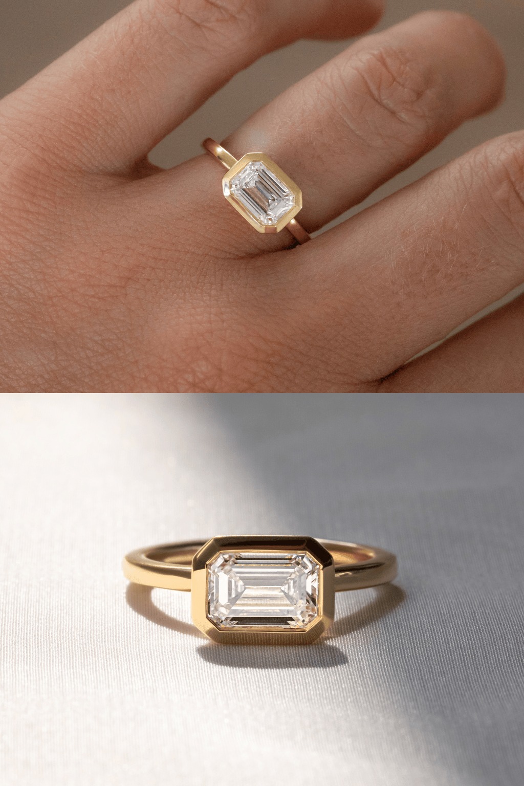 Emerald cut diamond ring