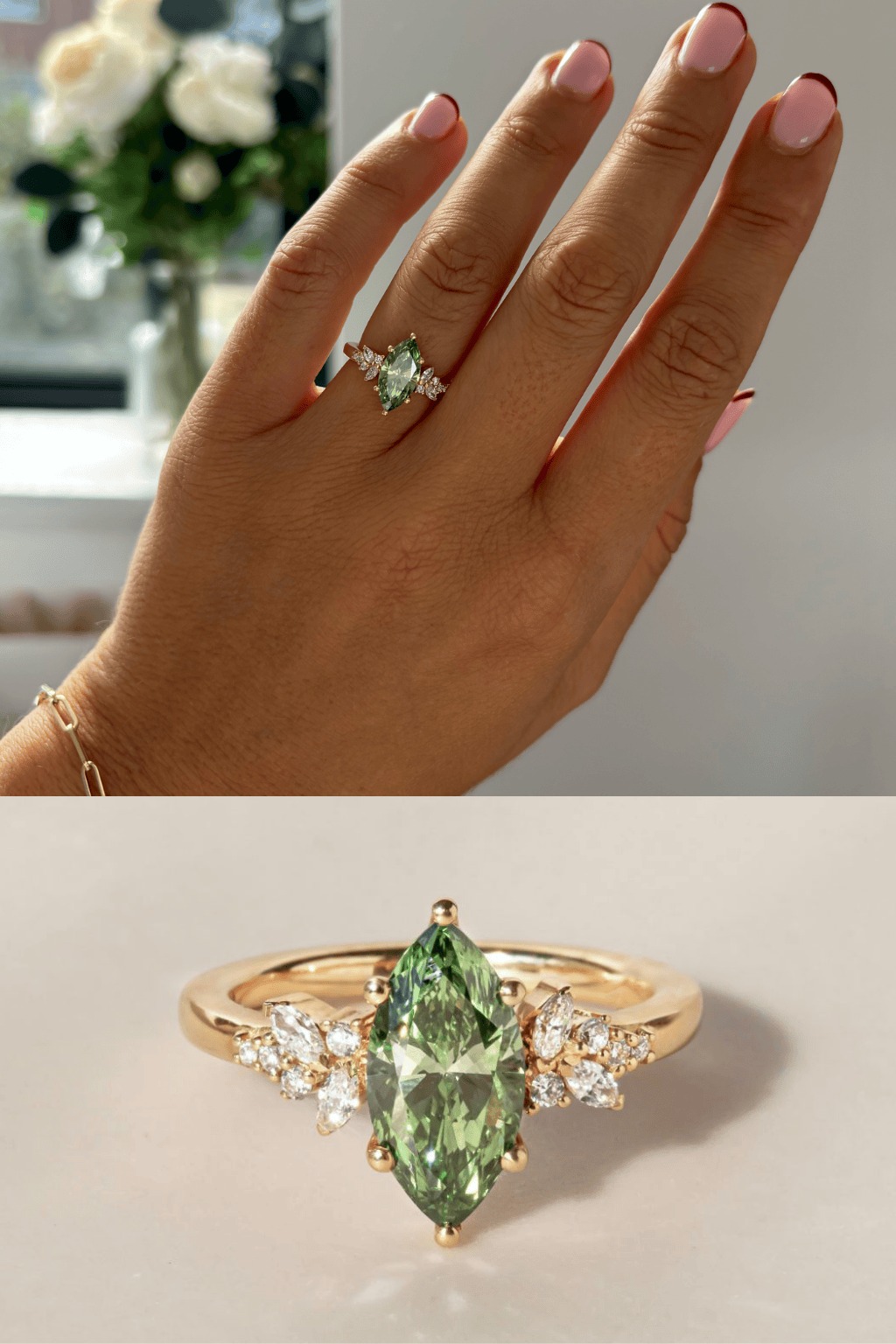 Green Diamond Engagement Ring