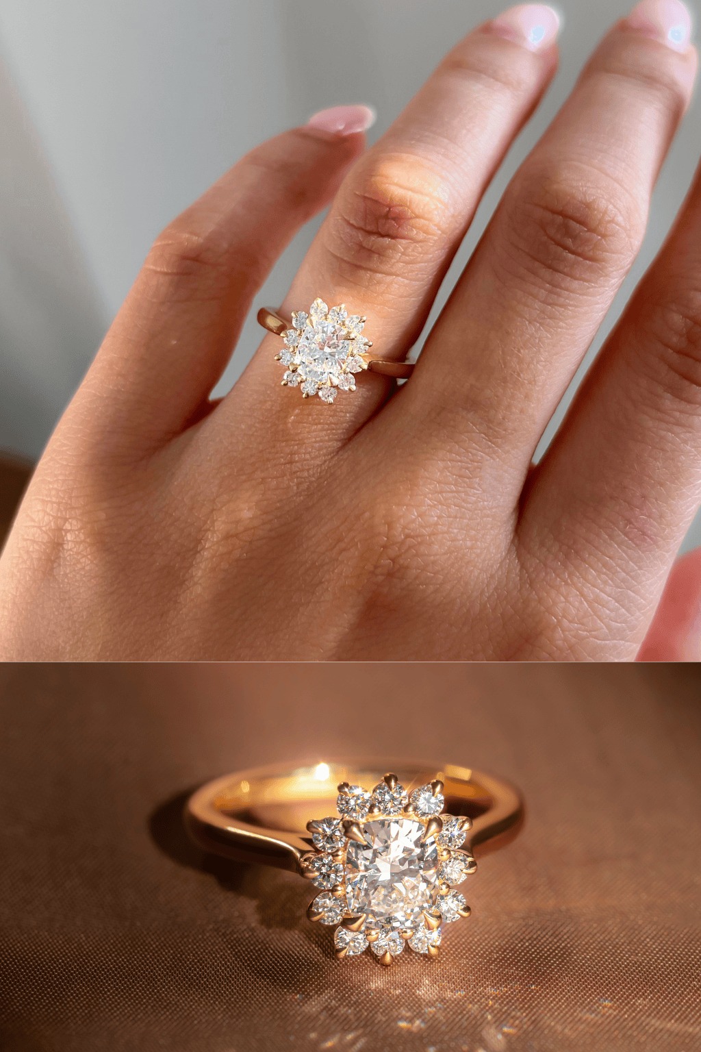 Cushion Cluster Engagement Ring