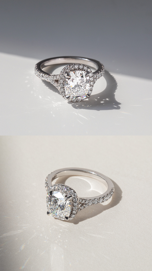 Cushion Cut Halo Engagement Ring