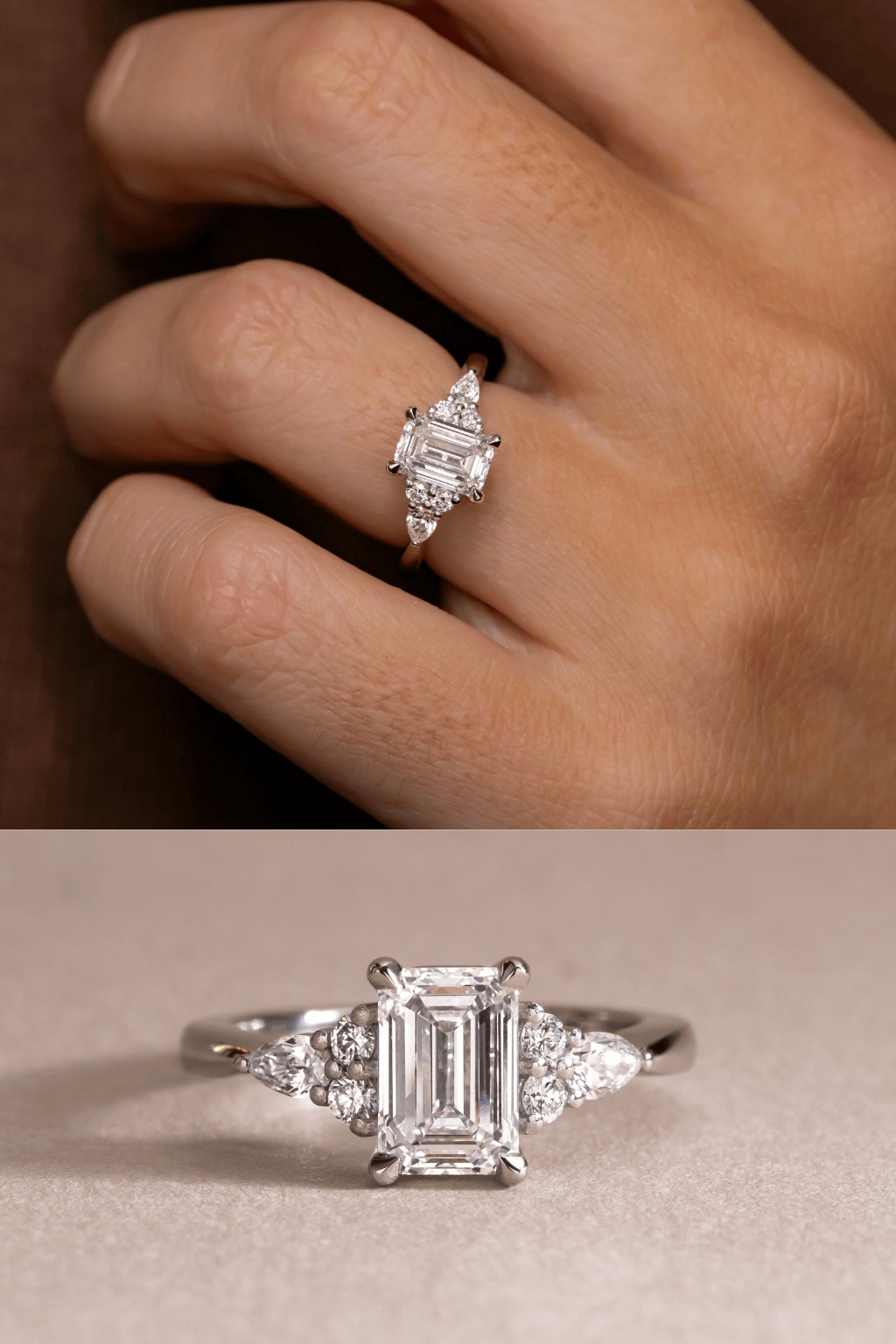 Emerald Cluster Engagement Ring