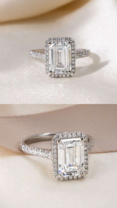 Emerald Cut Halo Engagement Ring