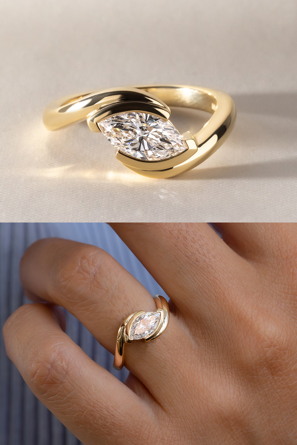 Marquise Bezel Set Engagement Ring