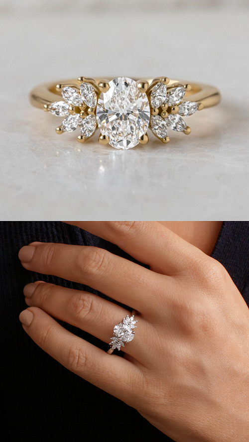 Oval Cluster Engagement Ring