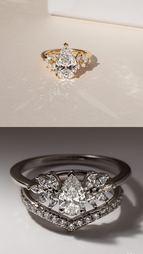 Pear Cluster Engagement Rings