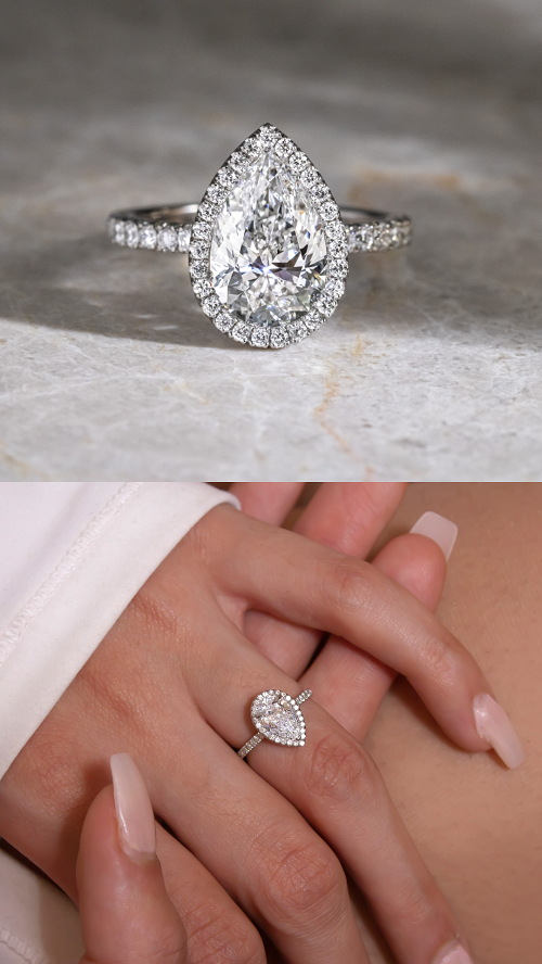 Pear Halo Engagement Ring