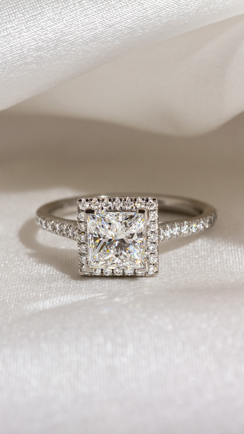 Princess Cut Halo Engagement Ring