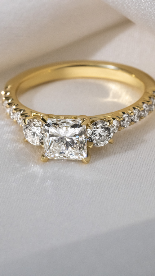 Princess Cut Three Stone Engagement Rings