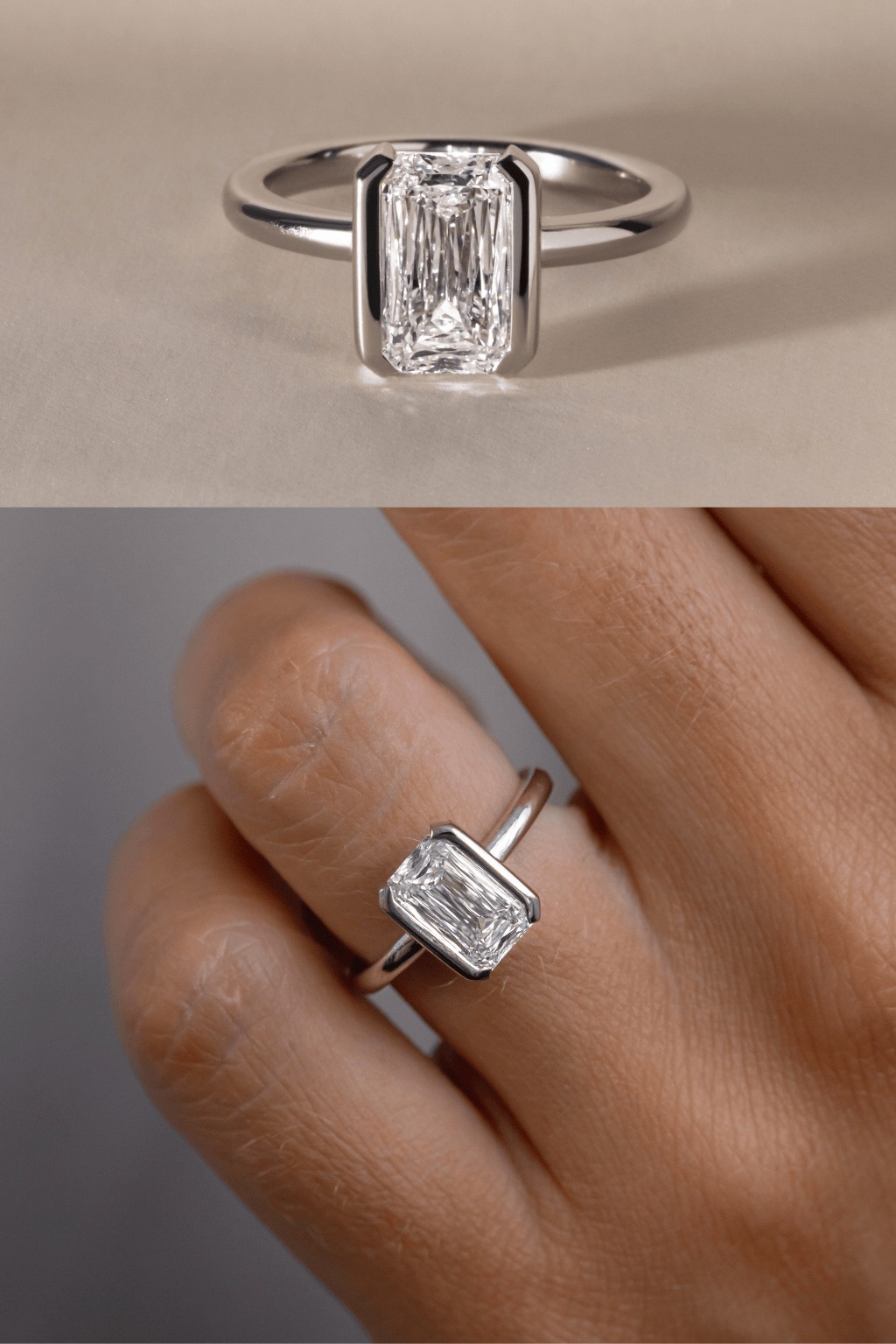 Radiant Cut Bezel Set Engagement Rings