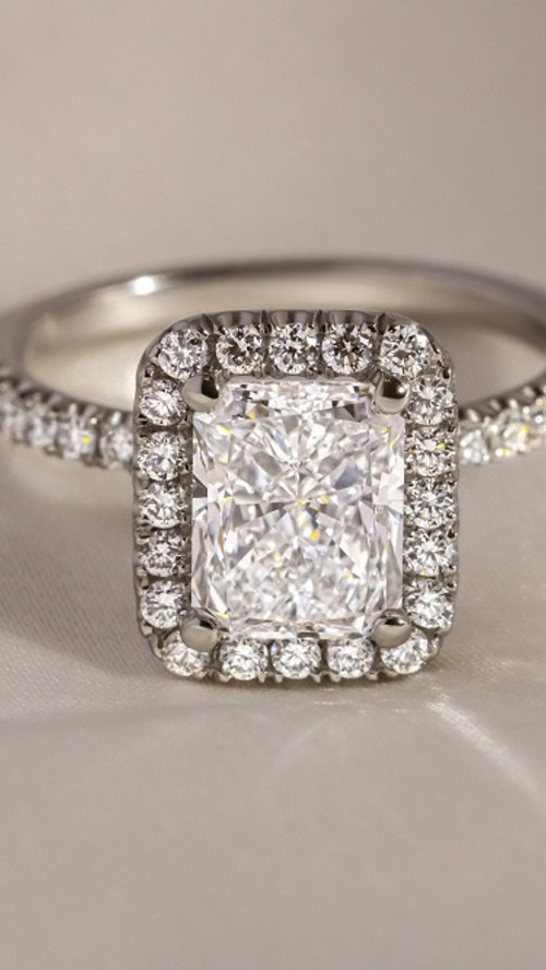 Radiant Cut Halo Engagement Ring