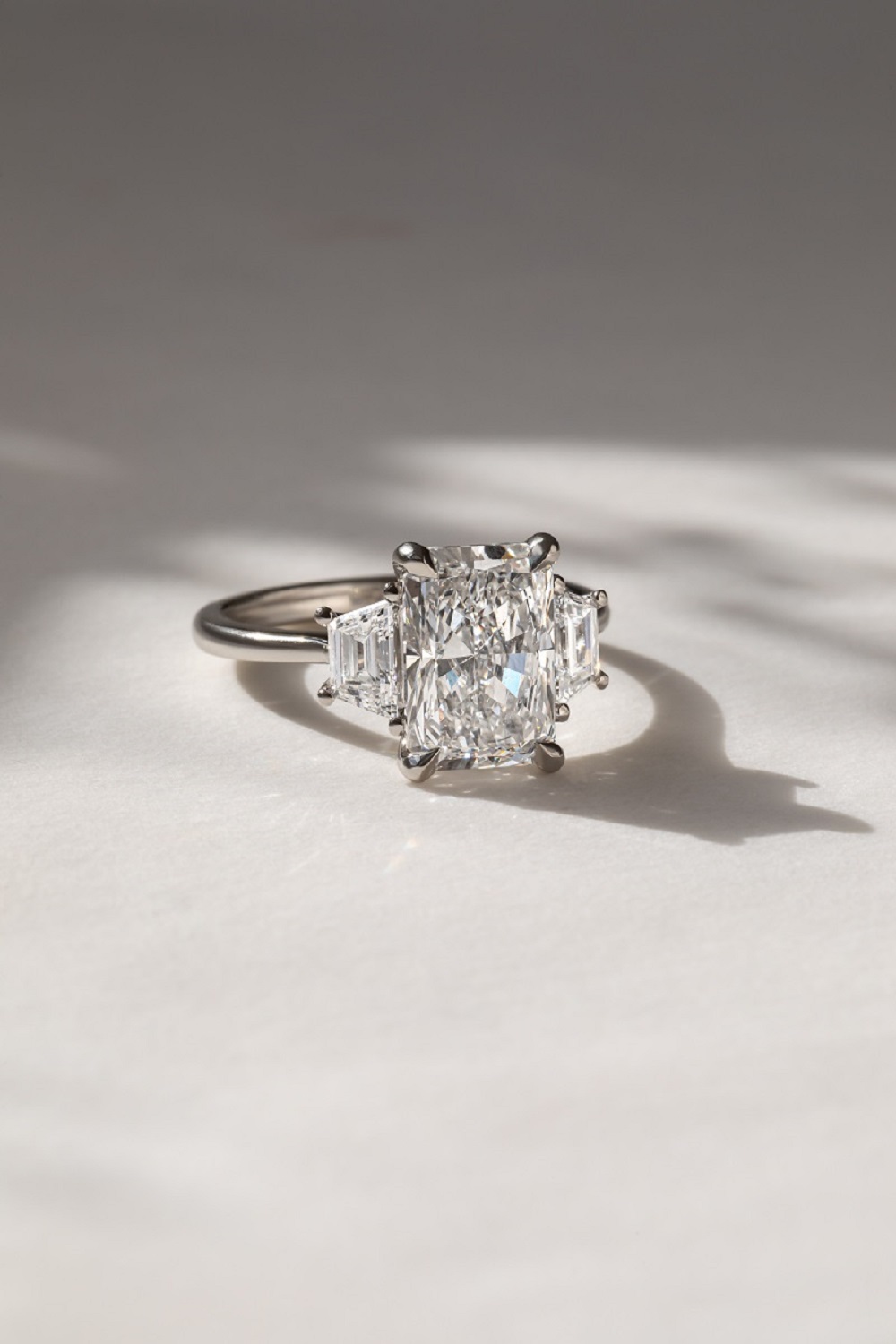 Radiant Cut Three Stone Engagement Ring