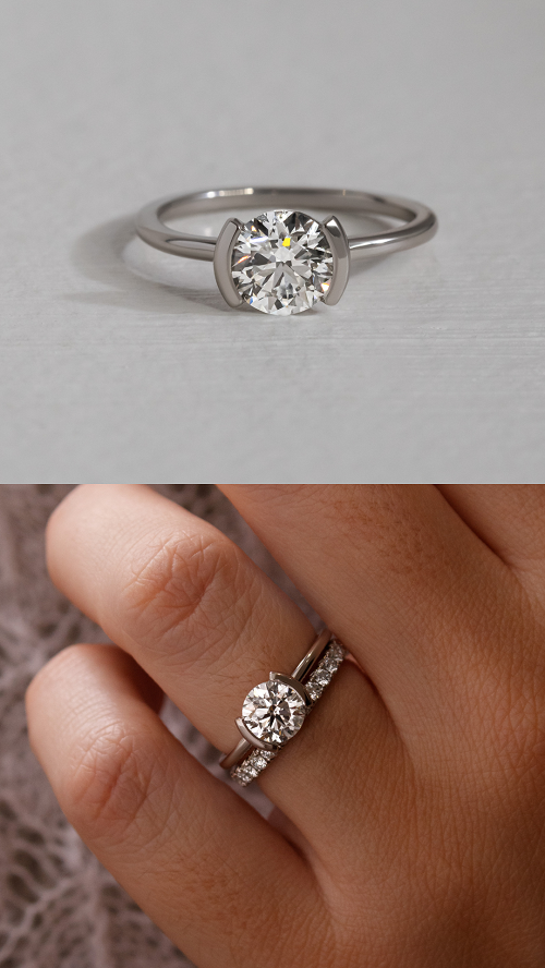 Round Bezel Set Engagement Ring